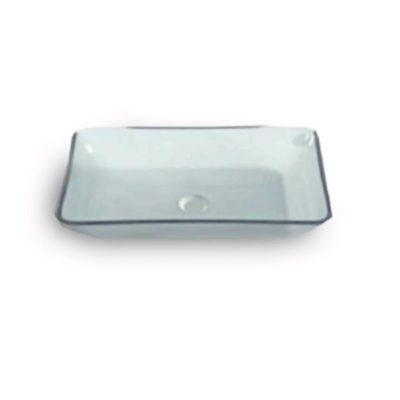 S rectangular glass basin transparent