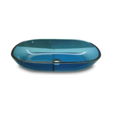 SBL glass basin oval transparent blue