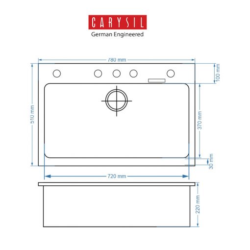 Carysil Jumbo 780 Granite Kitchen Sinks Technical Drawing