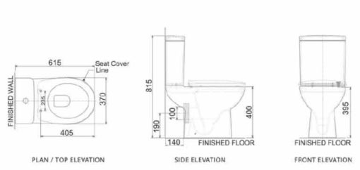 Claytan Neptune close coupled water closet WC specs
