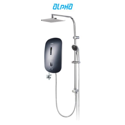 Alpha Smart Instant Water Heater with Rain Shower Black