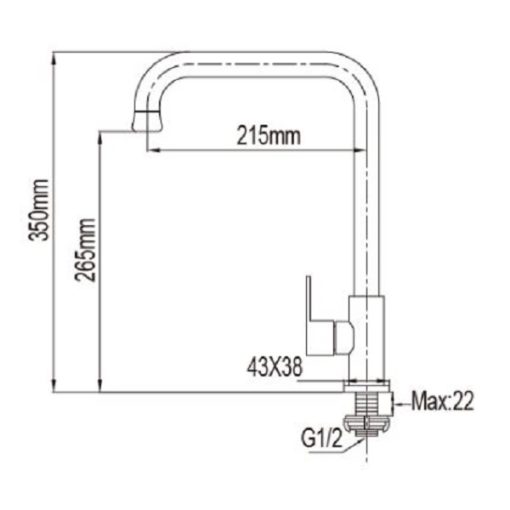 NTL  C SS Sink Tap dimensions