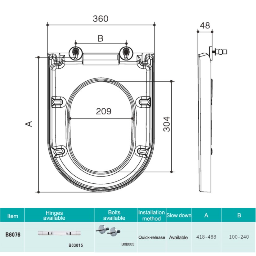 B UF Toilet Seat Cover Specs