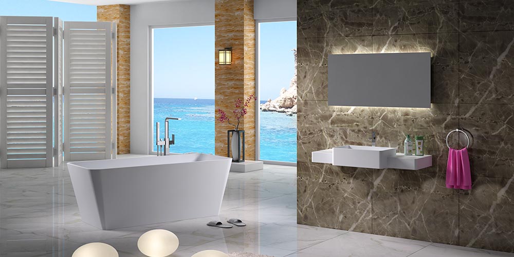 BTS-03S Cast Stone Bathroom Bathtub with Free Standing Design