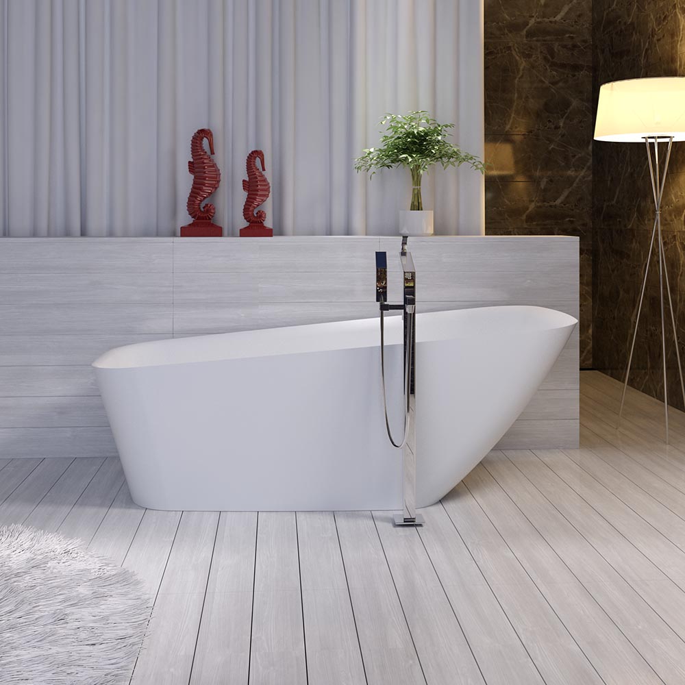 BTS37 Cast Stone Free Standing Bathtub Front View 2 Bacera