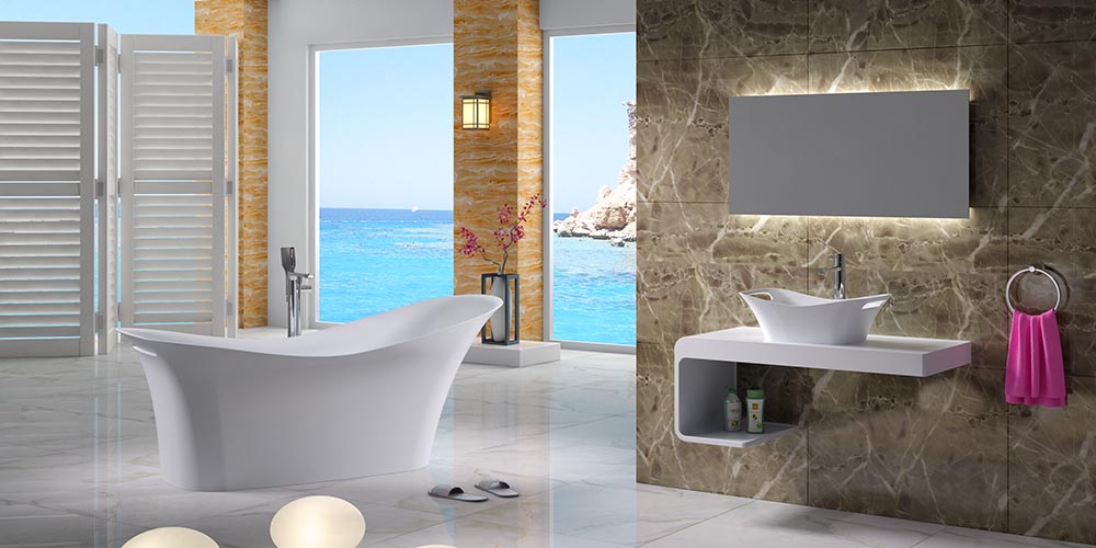 BTS-40 Standalone Bathtub made from Cast Stones 
