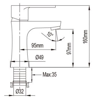 NTL  Basin Mixer dimensions