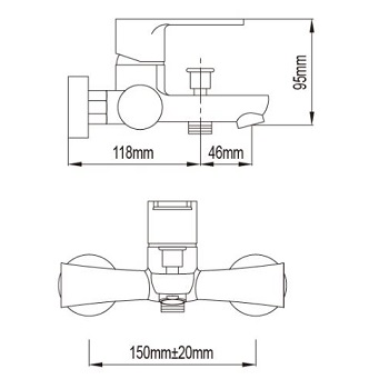 NTL  Bath Mixer dimensions