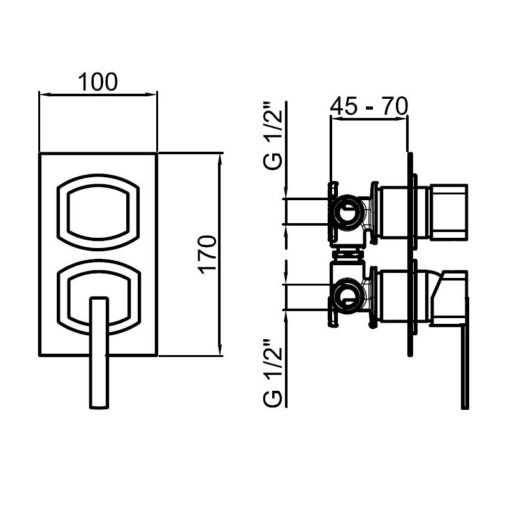 AA Concealed Bath Mixer dimensions