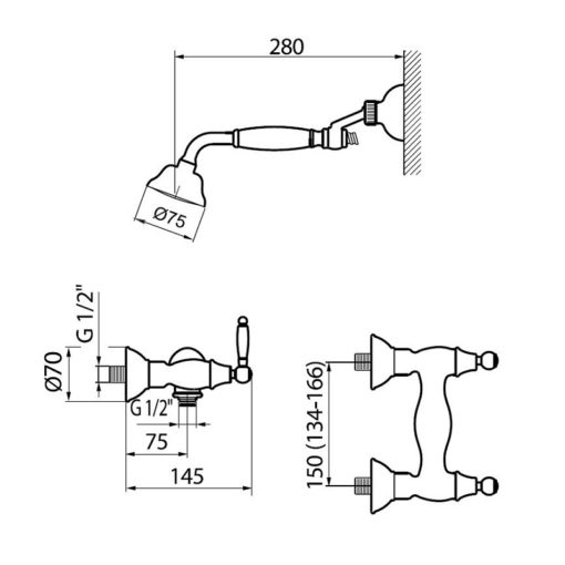 DO Shower Mixer dimensions
