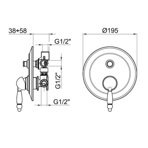 DO Concealed Bath and Shower Mixer dimensions