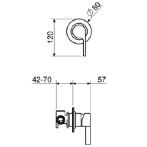 DR Concealed Shower Mixer dimensions