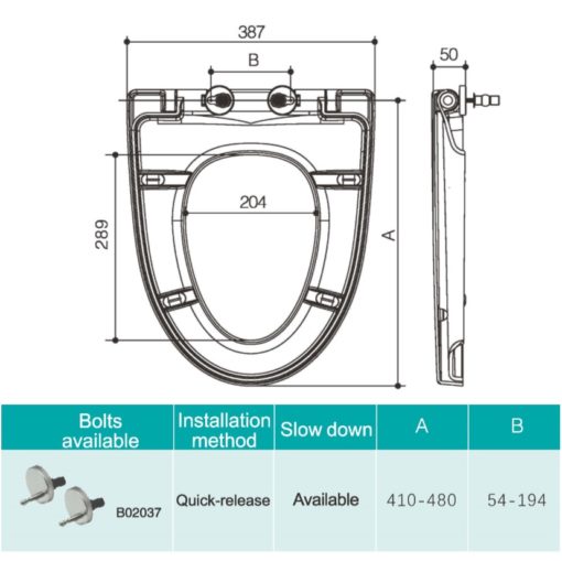 B UF Toilet Seat Cover Specs