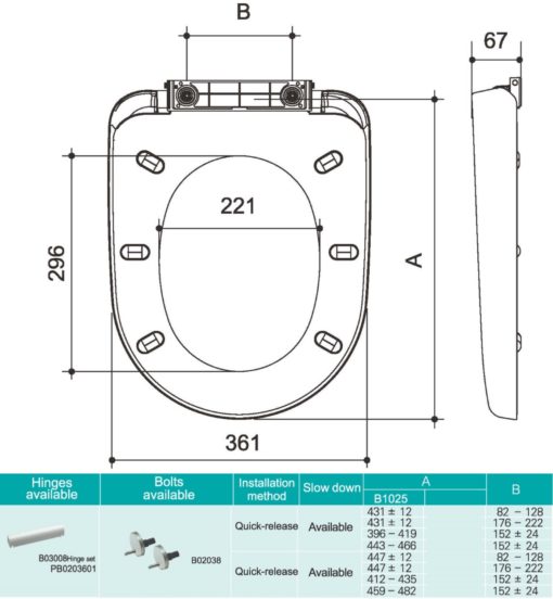 B PP Toilet Seat Cover Specs