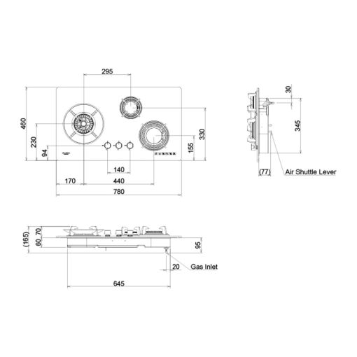Fujioh-FH-GS5035-SVGL-Glass-Cooker-Hob technical drawing 2