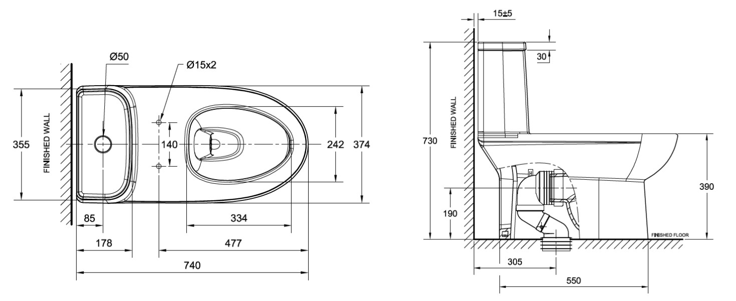 AmericanStandardCL25315NeoModernOnePieceToilet Bacera
