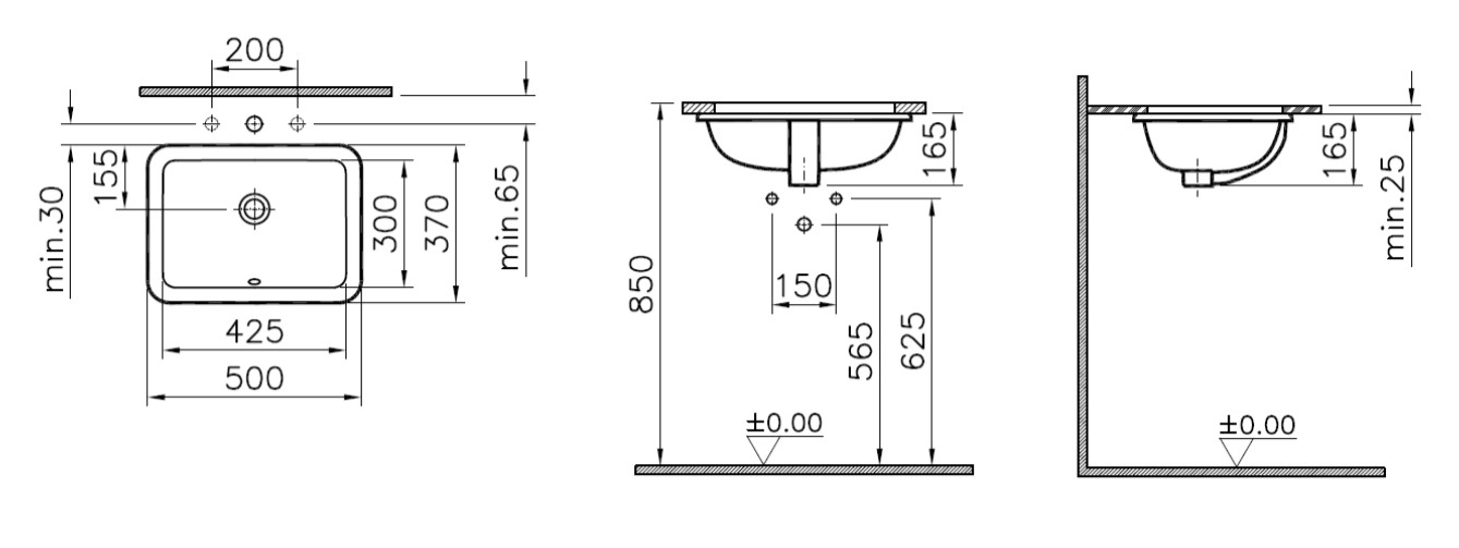 Vitra B Undercounter Basin Specs