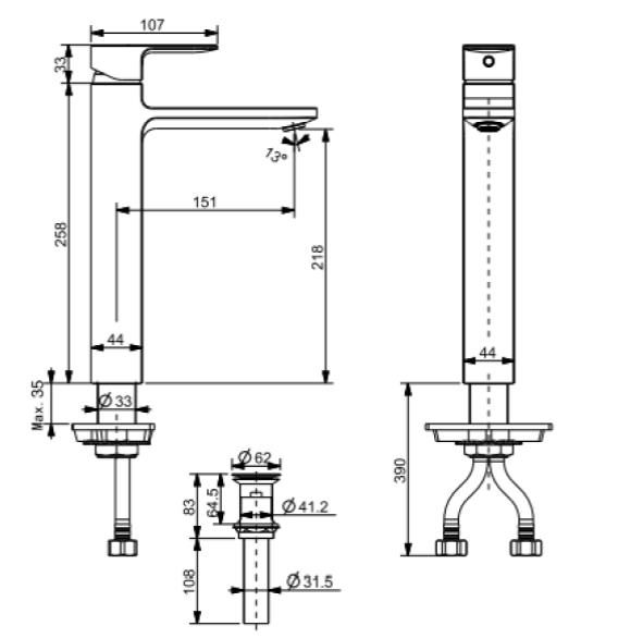 American Standard Acacia Evolution Extended Basin Mixer FFAS BF Specs