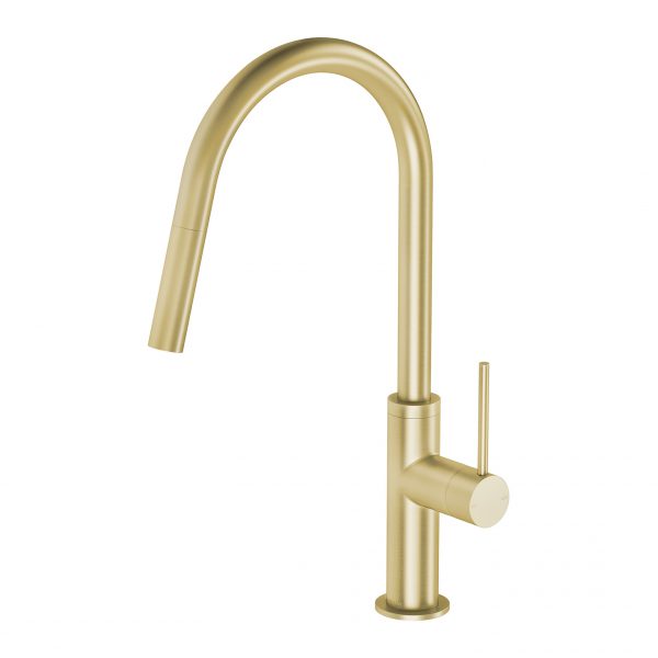VS710512BrushedGoldVividSlimlinePullOutSinkMixer Bacera