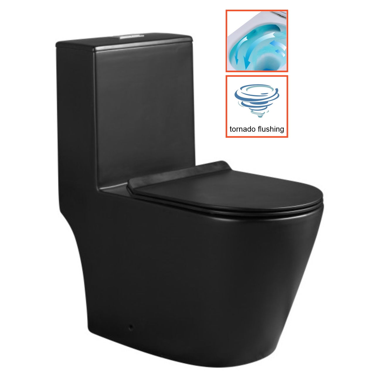 Minerva WC10005 OnePieceWaterCloset With Tornado Flush (Black) Bacera