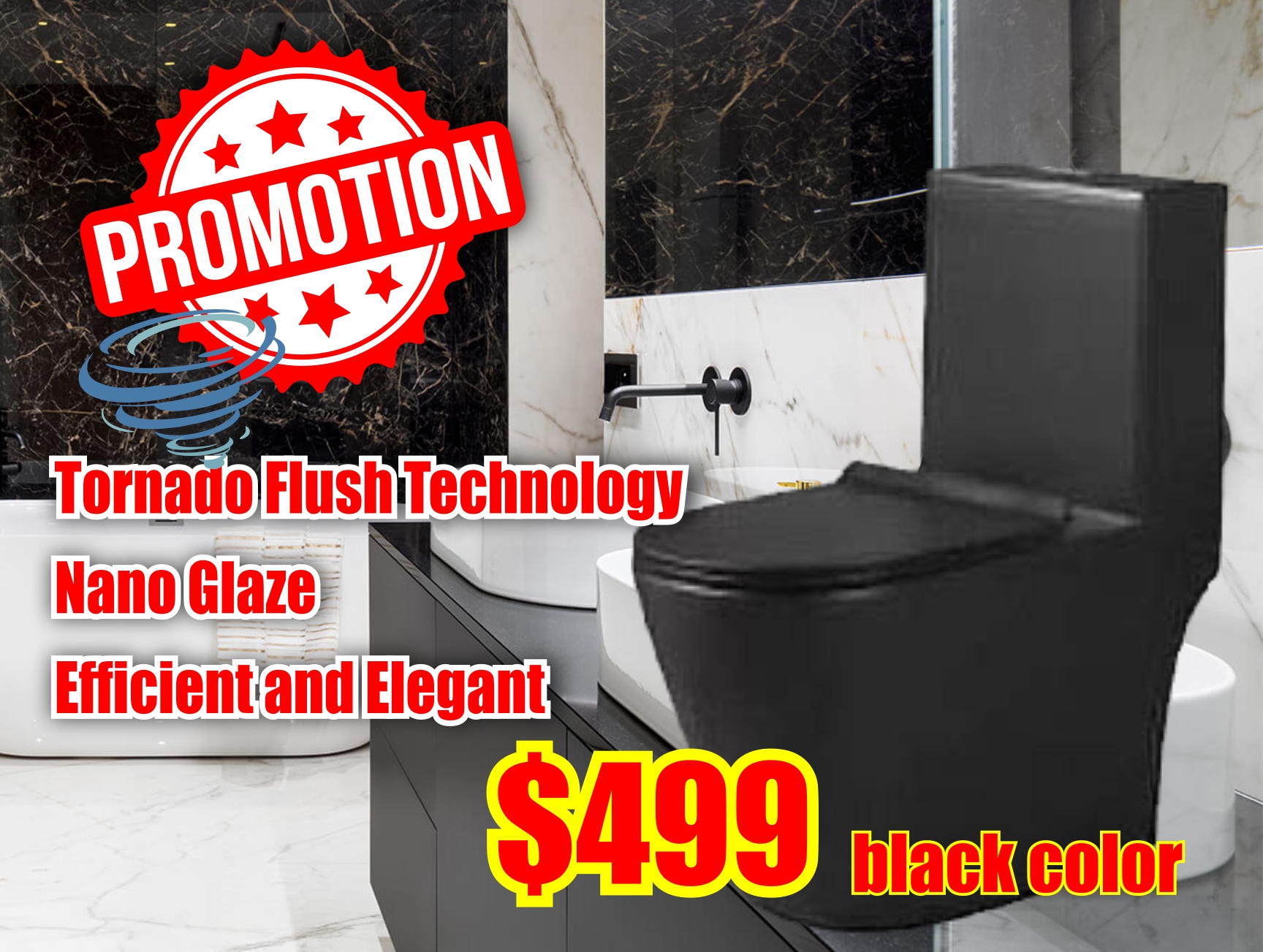 Promotion black toilet bowl tornado Bacera