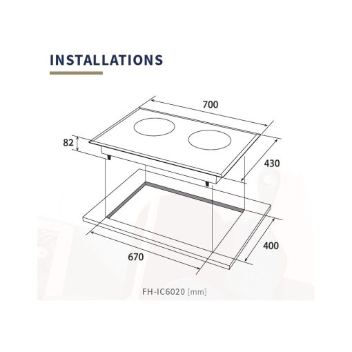 Fujioh-FH-IC6020-Induction-Ceramic-Glass-Hob Technical Drawing