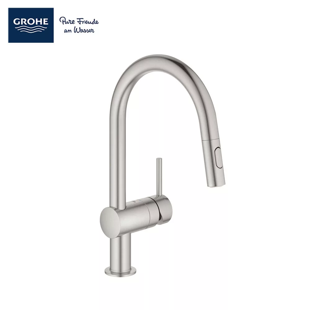 Grohe-32321DC2-Minta-C-Spout-SuperSteel-Sink-Mixer | Bacera