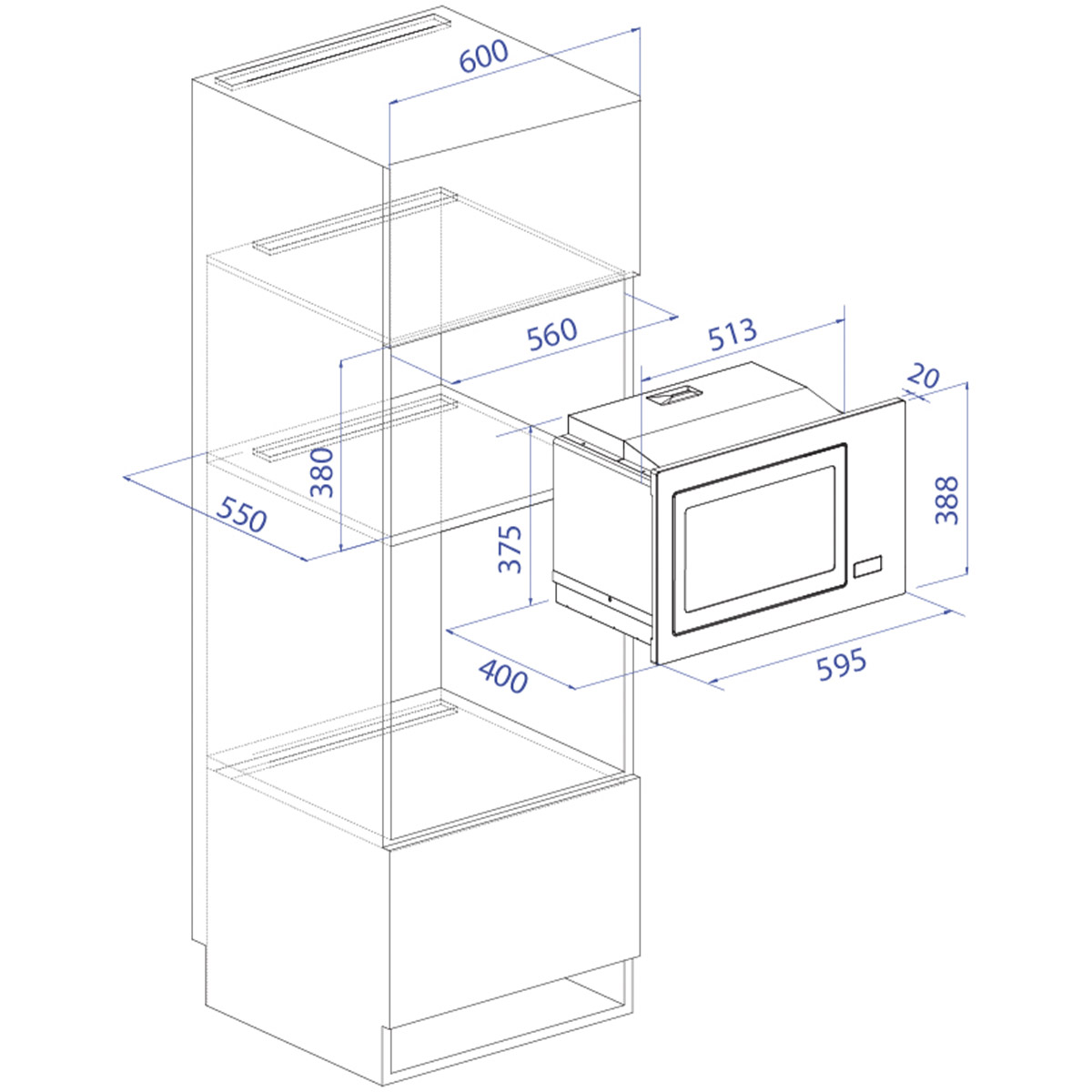 Mayer MMWG25B 38cm Builtin Microwave Oven with Grill Bacera