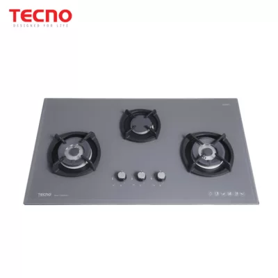 Tecno T-3388TGSV 3-Burner 90cm Glass Cooker Hob silver