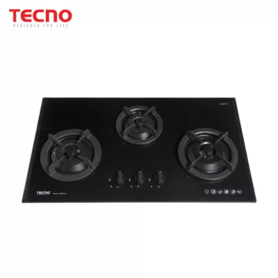 Tecno T333TGSV 3-Burner 90cm Tempered Glass Cooker Hob Black