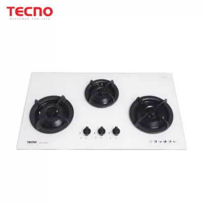 Tecno T333TGSV 3-Burner 90cm Tempered Glass Cooker Hob White