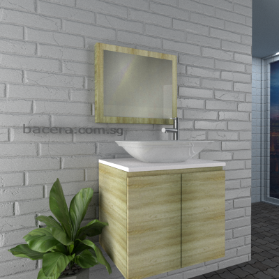DUSCHE 2006103GA PVC Basin Cabinet Grey Astree with Marble White Top Mirror