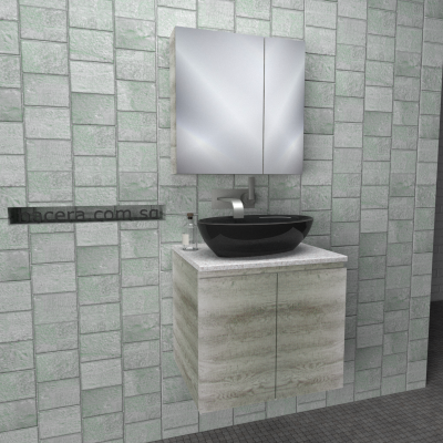 DUSCHE 2006103GL PVC Basin Cabinet Grey Liner with Marble White Top w Mirror Cabinet