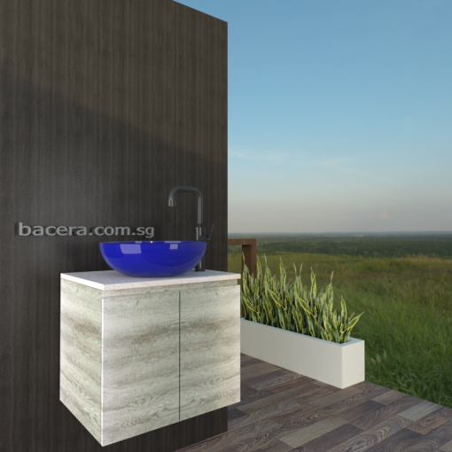 DUSCHE 2007103GL PVC Basin Cabinet Grey Liner with White Marble Solid Surface Top