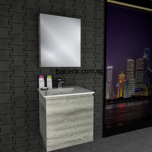 DUSCHE PVC Cabinet 2005103GL Grey Liner with Insert Basin 1003101A wiuth 500 Mirror Cabinet