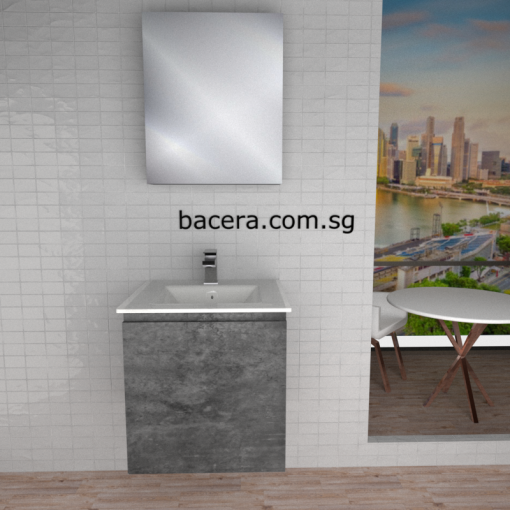 DUSCHE PVC Cabinet 2005103MG Marble Grey with Insert Basin 1003101A w Mirror Cabinet