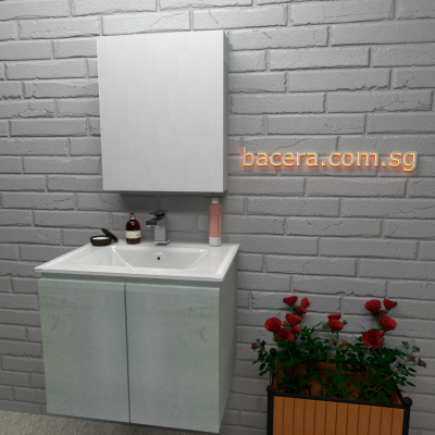 DUSCHE PVC Wood White Basin Cabinet with Insert Basin 1003102 (optional Mirror Cabinet )