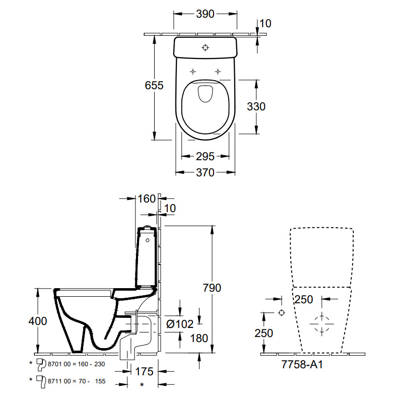 VILLEROY & BOCH Avento Close-coupled WC with Original Soft-close Seat Cover Spec