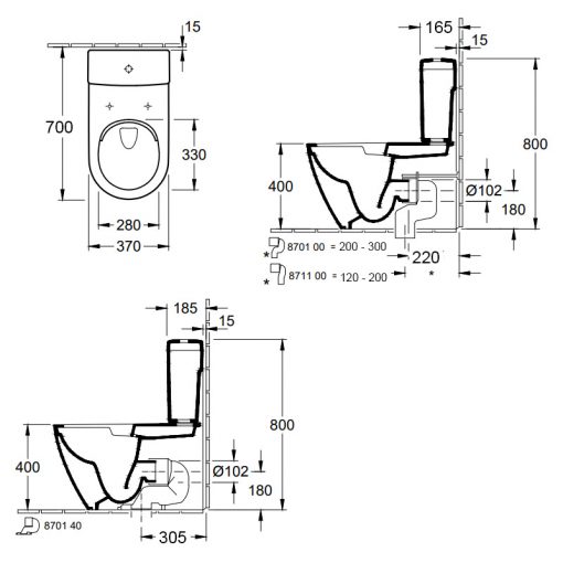 VILLEROY & BOCH Subway 2.0 Close-coupled WC Technical Specification