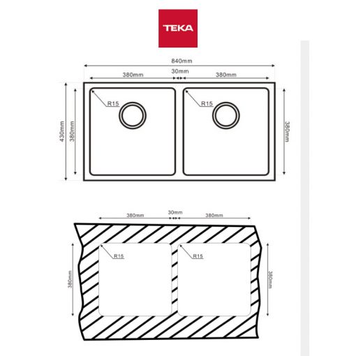 Teka ARQ-2B-840 Undermount Stainless Steel Kitchen Sink Specification