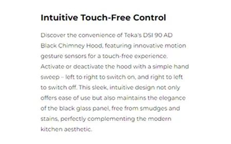 Teka DSI-90-AD Black 90cm Chimney Hood Feature