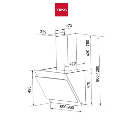 Teka DVS-90-AD 90cm Chimney Hood Technical Specification