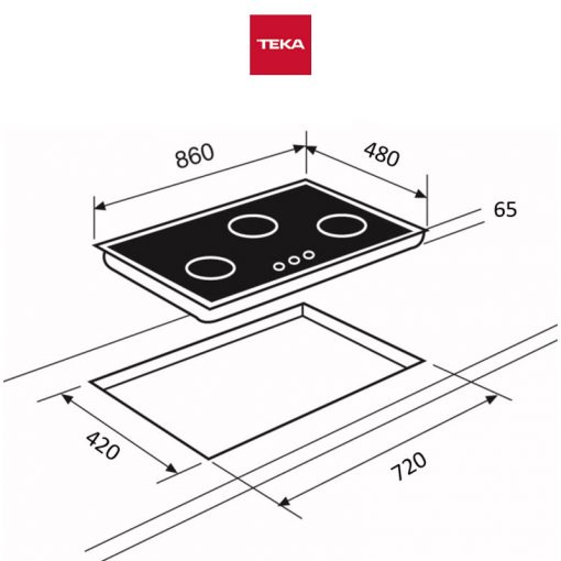 Teka GK-LUX-86.1-3G 86cm 3 Burner Glass Gas Hob Technical Specification