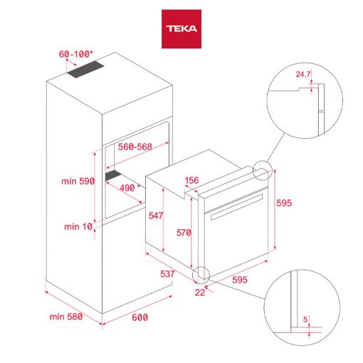 Teka HCB-6435 70L Built-in Oven Technical Chart