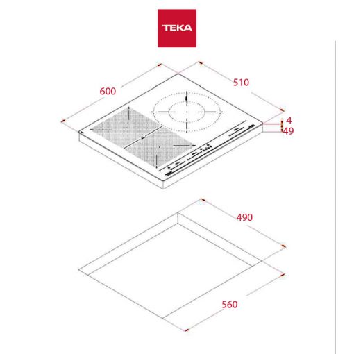 Teka IZF-65320-MSP-BK 60cm Induction Hob Specification Drawing