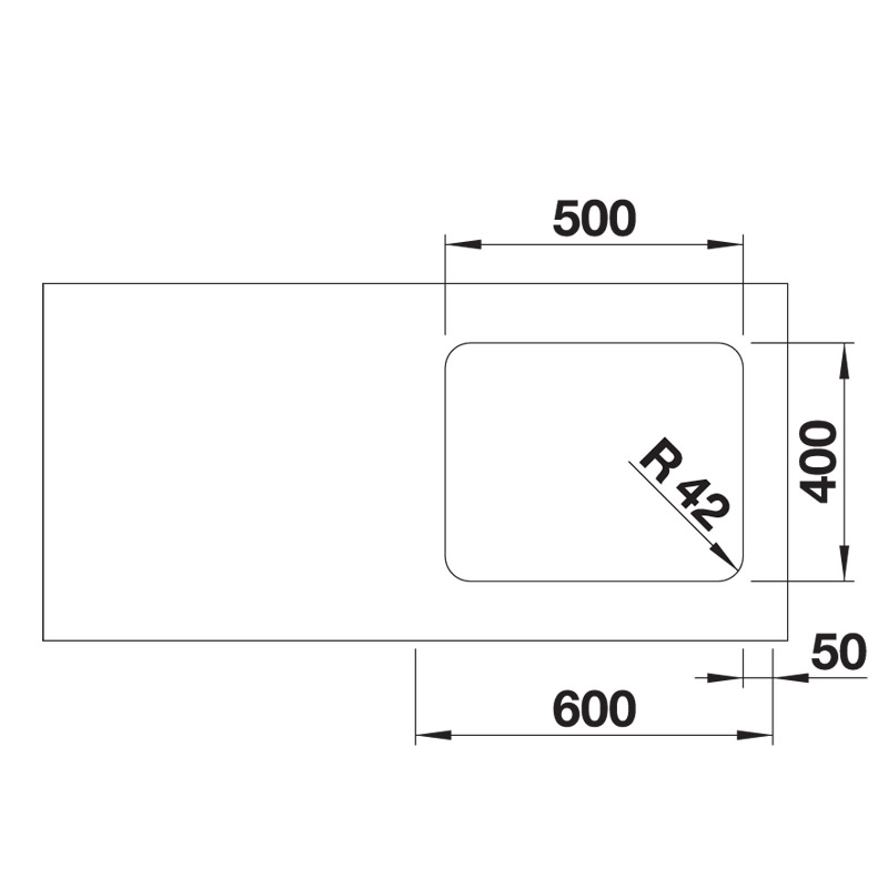 BLANCO Solis 500-U Undermount Stainless Steel Sink Technical Drawing