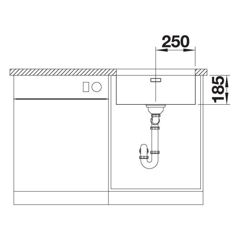 BLANCO Solis 500-U Undermount Stainless Steel Sink Technical Drawing