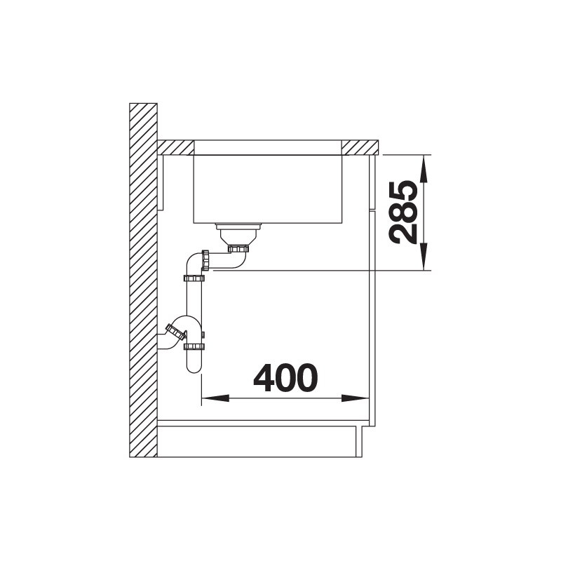BLANCO Solis 500-U Undermount Stainless Steel Sink Technical Drawing