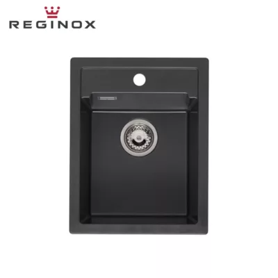 Reginox Amsterdam 34 Tapwing Granite Sink (Black Silvery)