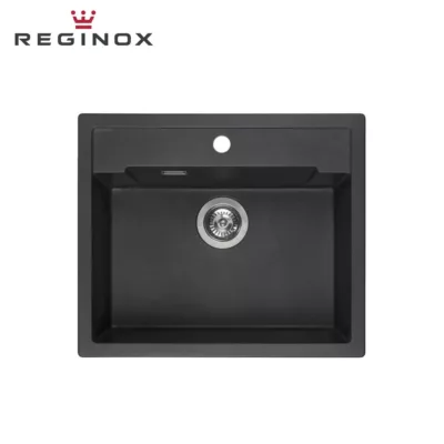 Reginox Amsterdam 54 Tapwing Granite Sink (Black Silvery)